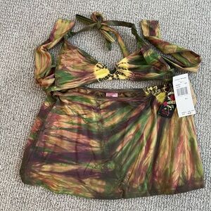 Tie-Dye Halter Top Bathing suit top with matching skirt